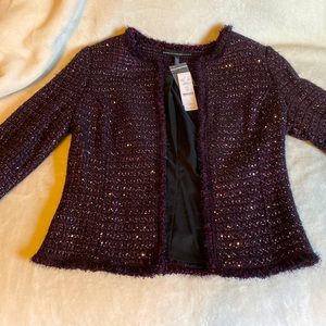 Brand NWT White Black Market cropped tweed jacket with tiny little sequins.